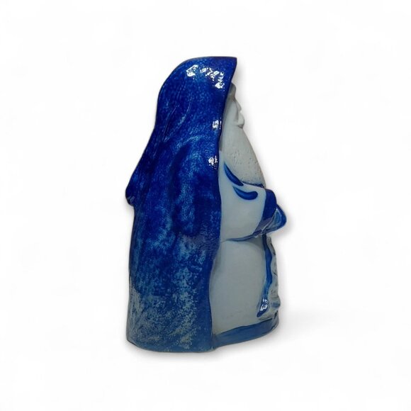 1998 Eldreth Pottery Signed Santa Checking His List Salt Glazed Cobalt Blue Gray - Picture 6 of 14